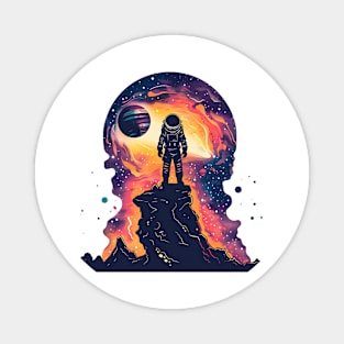 A silhouette of alone astronaut standing Magnet